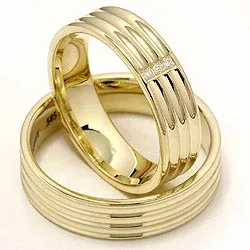 Trauringe aus 14 Karat Gold 0,024 ct - set