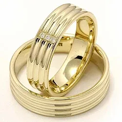Trauringe aus 14 Karat Gold 0,024 ct - set