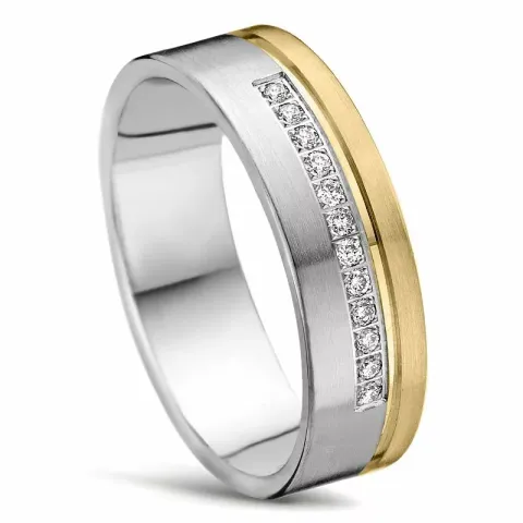 Breit zweifarbig Damenring aus 14 Karat Gold- und Weißgold 0,008 ct