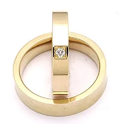 flachen trauringe aus 14 Karat Gold 0,05 ct - set