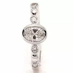 ovaler Zirkon Ring aus rhodiniertem Silber