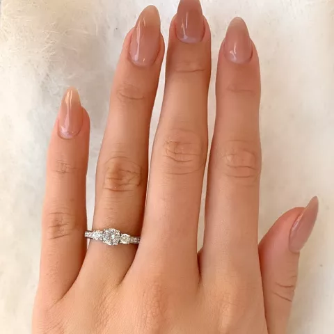 weißem Zirkon fingerringe aus rhodiniertem Silber
