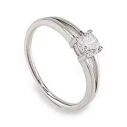 fingerringe: Zirkon Silber Ring aus rhodiniertem Silber