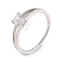 fingerringe: Zirkon Silber Ring aus rhodiniertem Silber