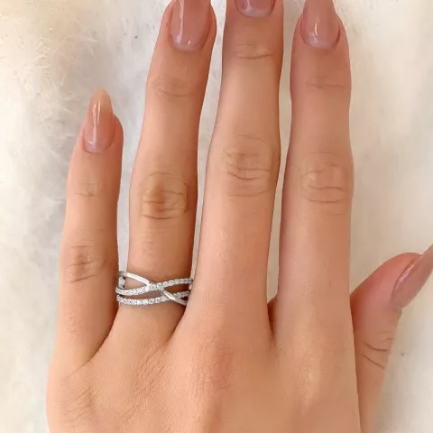 Ringe: Zirkon Silber Fingerring aus rhodiniertem Silber