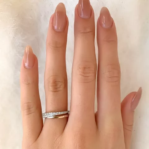 Zirkon Ring aus rosa beschichtetem Silber mit rhodiniertem Silber