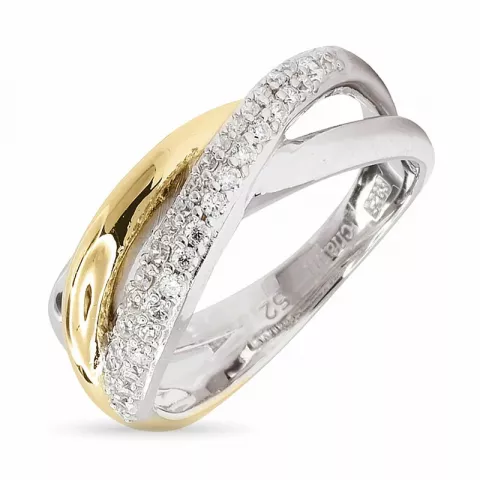 Zirkon Ring aus rhodiniertem Silber mit vergoldetem Sterlingsilber