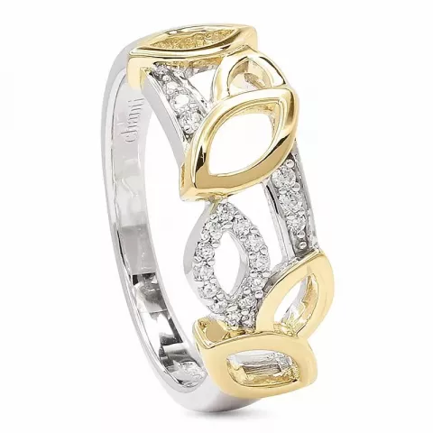 Echten Blatt Ring aus rhodiniertem Silber mit vergoldetem Sterlingsilber