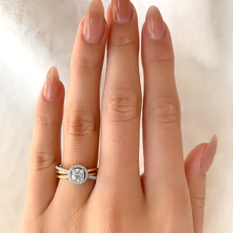 runder Zirkon Ring aus rhodiniertem Silber mit vergoldetem Sterlingsilber