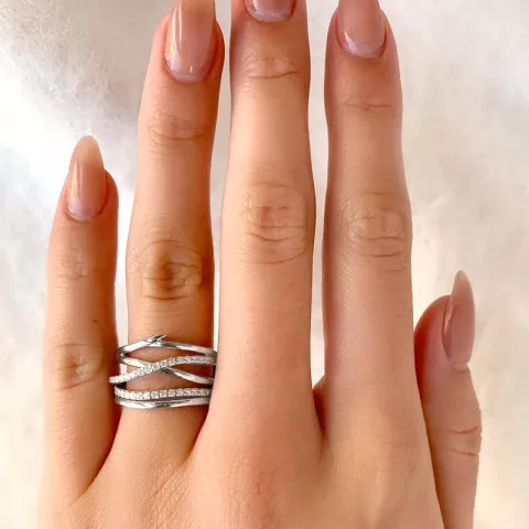 Fingerringe: weißem Zirkon Ring aus rhodiniertem Silber