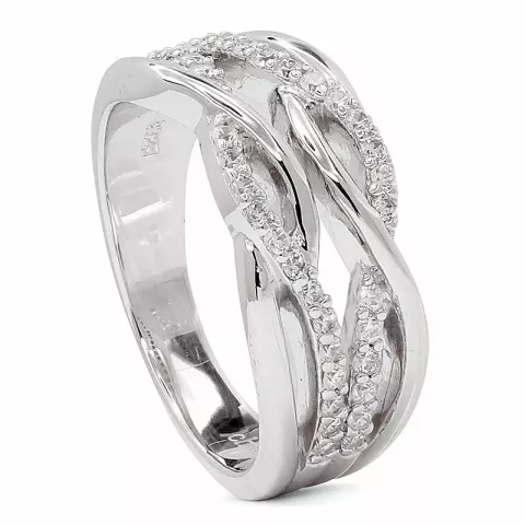 Geflochtenes Zirkon Ring aus rhodiniertem Silber