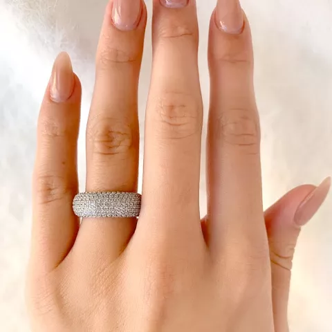 breit weißem Zirkon Ring aus rhodiniertem Silber