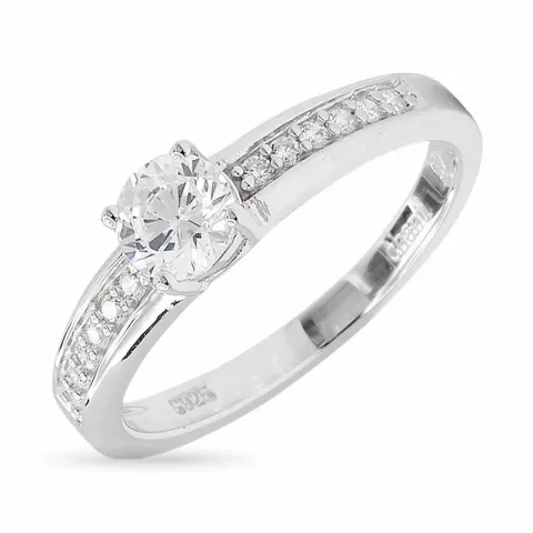 Preiswert weißem Zirkon Ring aus rhodiniertem Silber