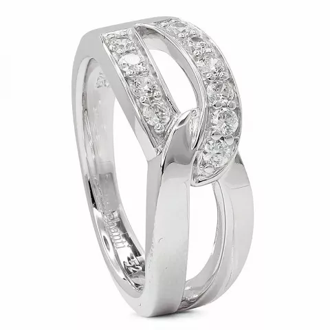 Ringe: abstraktem weißem Zirkon Ring aus rhodiniertem Silber