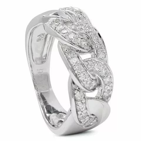 Breit abstraktem Zirkon Ring aus rhodiniertem Silber