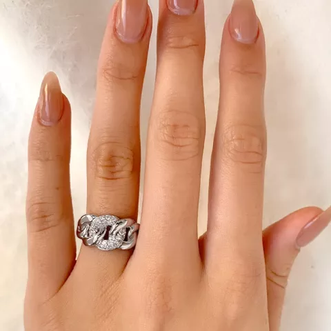 Elegant abstraktem Zirkon Ring aus rhodiniertem Silber