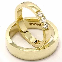 trauringe aus 14 Karat Gold 3 x 0,07 ct - set