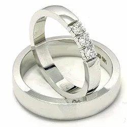 trauringe aus 14 Karat Weißgold 3 x 0,07 ct - set