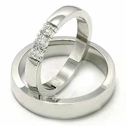 trauringe aus 14 Karat Weißgold 3 x 0,07 ct - set