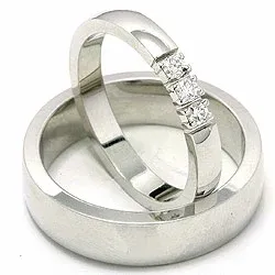 Trauringe aus 14 Karat Weißgold 3 x 0,05 ct - set