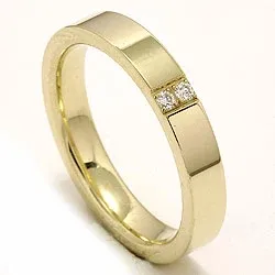 Elegant eng Trauring aus 14 Karat Gold 2 x 0,018 ct