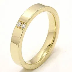 Elegant eng Trauring aus 14 Karat Gold 2 x 0,018 ct