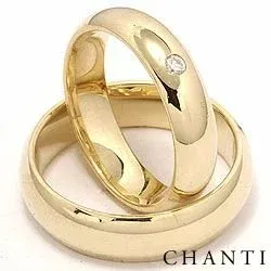 runden Diamant trauringe aus 14 Karat Gold 0,05 ct - set