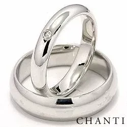 Trauringe aus 14 Karat Weißgold 0,05 ct - set