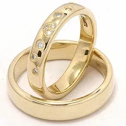 Herz trauringe aus 14 Karat Gold 0,13 ct - set