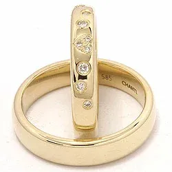 Herz trauringe aus 14 Karat Gold 0,13 ct - set