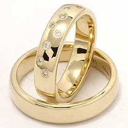 Sternenstaub trauringe aus 14 Karat Gold 0,126 ct - set