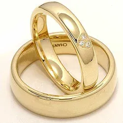 Herz trauringe aus 14 Karat Gold 0,03 ct - set