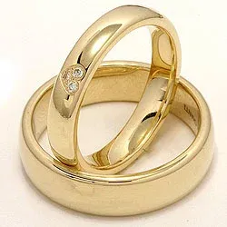 Herz trauringe aus 14 Karat Gold 0,03 ct - set