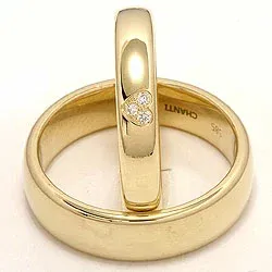 Herz trauringe aus 14 Karat Gold 0,03 ct - set