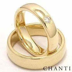 polierten Diamant trauringe aus 14 Karat Gold 0,10 ct - set