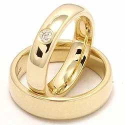 polierten Diamant trauringe aus 14 Karat Gold 0,10 ct - set