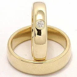 polierten Diamant trauringe aus 14 Karat Gold 0,10 ct - set