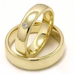 Trauringe aus 14 Karat Gold 0,05 ct - set