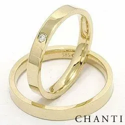 Diamant trauringe aus 14 Karat Gold 0,025 ct - set