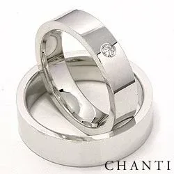 Breite trauringe aus 14 Karat Weißgold 0,05 ct - set