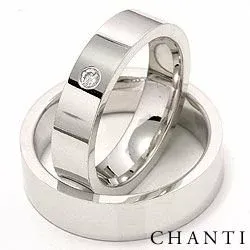 Breite trauringe aus 14 Karat Weißgold 0,05 ct - set