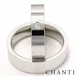 Breite trauringe aus 14 Karat Weißgold 0,05 ct - set
