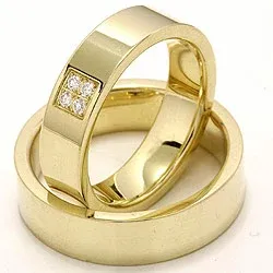 Diamant trauringe aus 14 Karat Gold 4 x 0,0165 ct - set