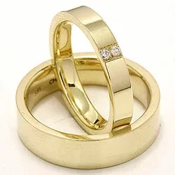 Trauringe aus 14 Karat Gold 2 x 0,018 ct - set