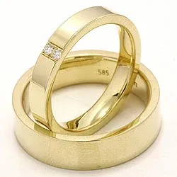 Trauringe aus 14 Karat Gold 2 x 0,018 ct - set