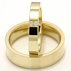 Trauringe aus 14 Karat Gold 2 x 0,018 ct - set