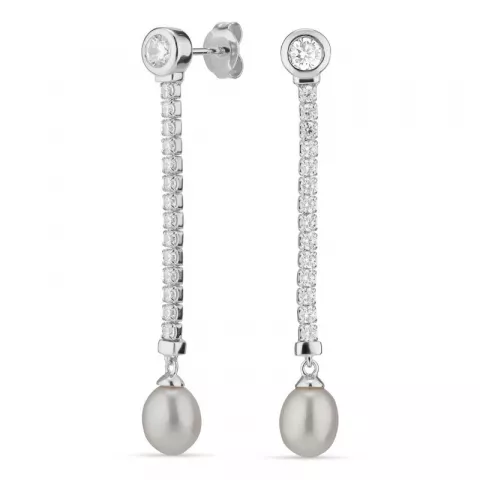 lange Perle ketten ohrringe in Silber