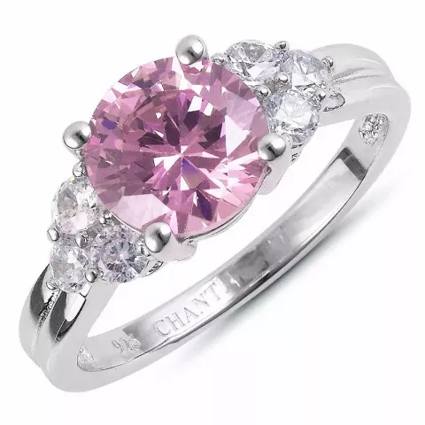 runder rosa Zirkon Ring aus Silber