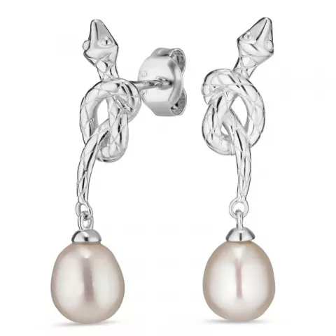 Schlange Perle Ohrringe in Silber