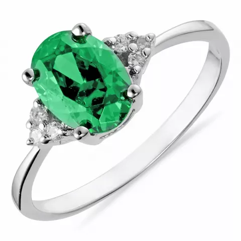 Ovaler grünem Zirkon Ring aus Silber